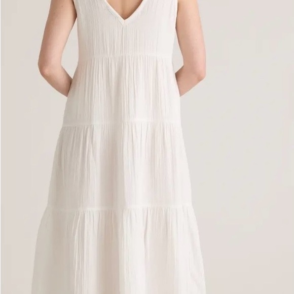 Quince Dresses & Skirts - Women's Quince White V-Neck Tiered Maxi Dress - Lightweight Summer Style